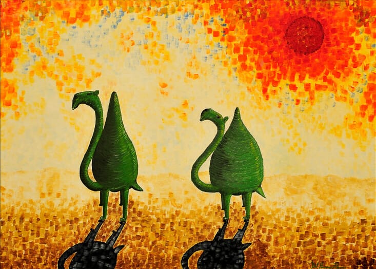 attraverso il deserto olio su tela 2002