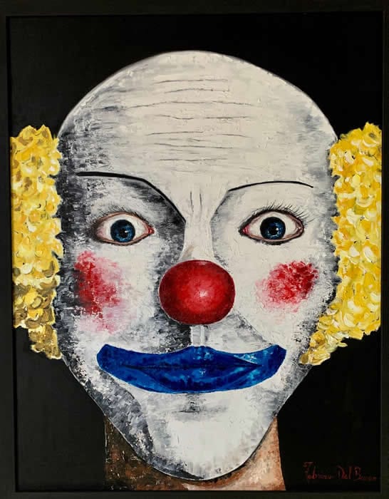 the clown olio su tela 2018